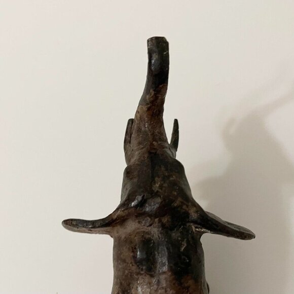 Vintage Elephant Trunk Up Metal Figurine 6 Inch Long Figure Flaws - Picture 10 of 16